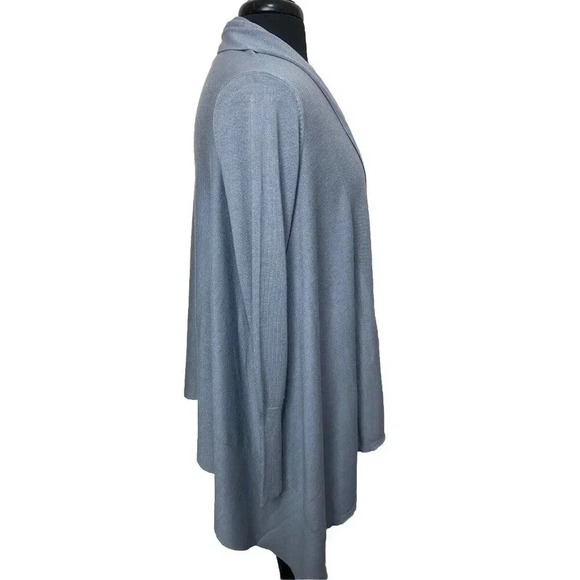 Black Goat Cashmere Long Open Cardigan Size S Dusty Blue Lightweight 2223 - Picture 4 of 8